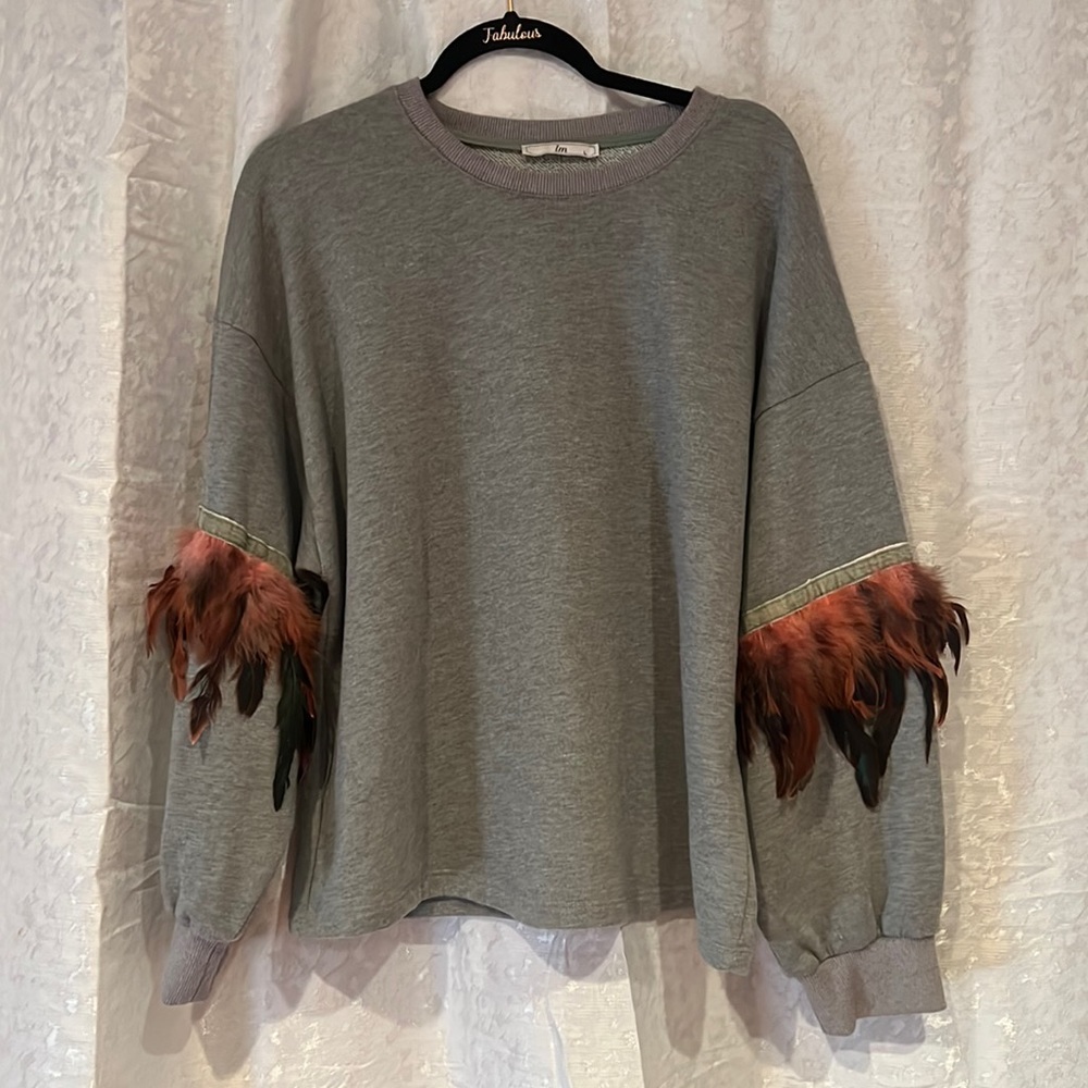 Gray feather sweater